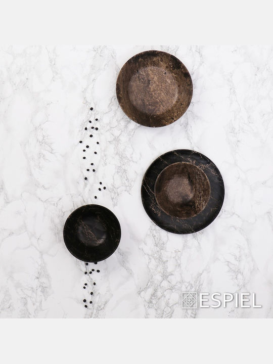 Espiel Black Wood Чиния Плитко от Меламин Черен с Диаметър 28см 6бр