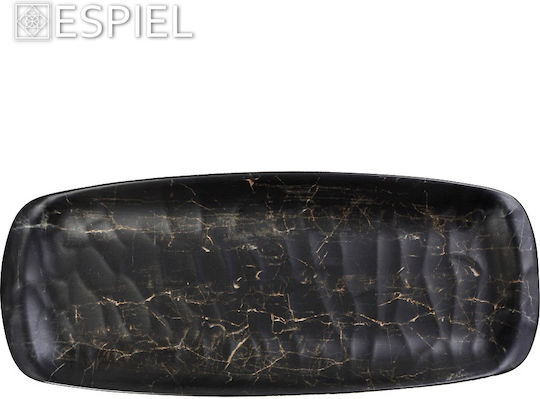Espiel Black Wood Plate Shallow Rectangular made of Melamine Black 26.5x11cm 6pcs