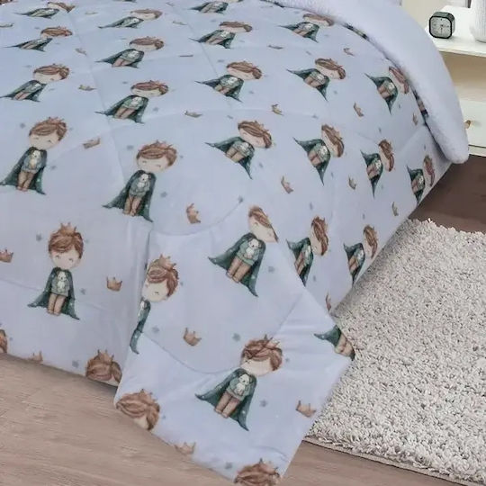 Borea Παιδικό Κουβερτοπάπλωμα Μονό Little King Γαλάζιο 160x220εκ.