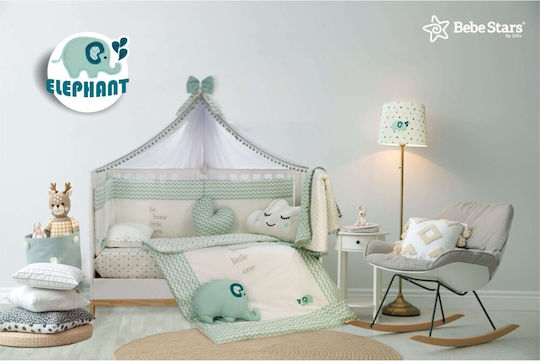 Bebe Stars Set Pentru Patut Elephant Alb 9buc piese