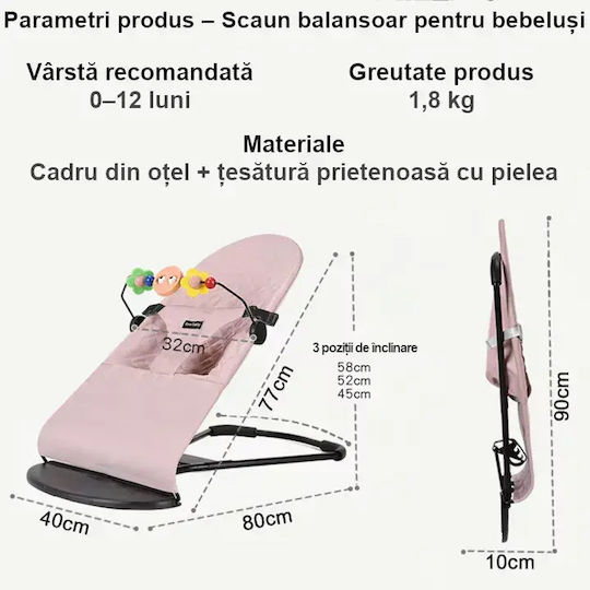 Leagăn Electric Pentru Bebeluşi Roz