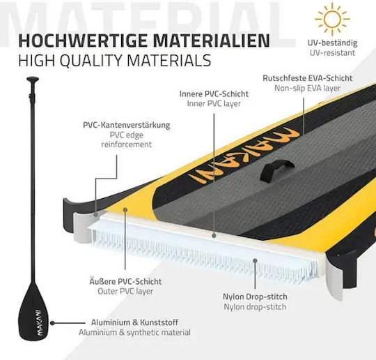 ECD Germany Makani Inflatable SUP Board with Length 3.2m Yellow
