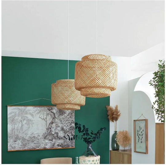 Atmosphera Liby Pendant Light Beige Boho Grid with Socket E27 40x38x38cm