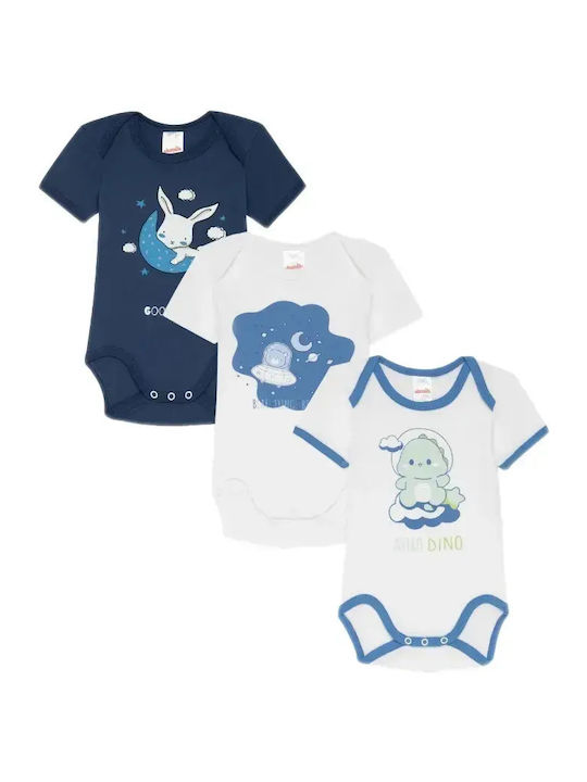 Minerva Astro Dino Mâneca scurta Light Blue, White 3buc