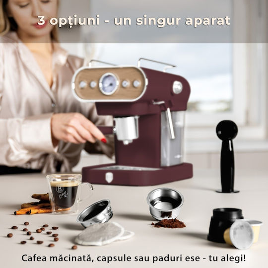 Berlinger Haus Μηχανή Espresso 950W Πίεσης 20bar Γκρι BH-9855