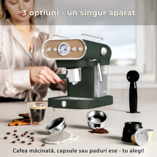 Berlinger Haus Μηχανή Espresso 950W Πίεσης 20bar Πράσινη BH-9857