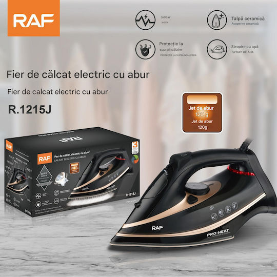 Raf Express Steam R.1215j Fier de Călcat cu Aburi 2600W cu Talpă Ceramică și Debit Continu de Abur 120g/min