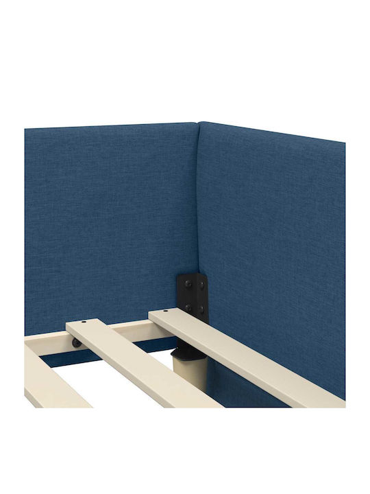 vidaXL Einzelbett Mit Stoff Blau Mit Lattenrost Für Matratze 90x190cm
