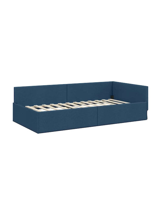 vidaXL Einzelbett Mit Stoff Blau Mit Lattenrost Für Matratze 90x190cm