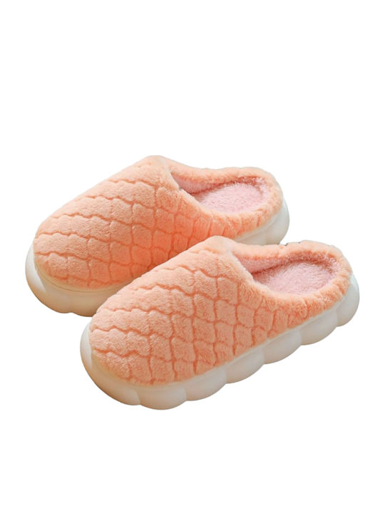 Winter Women's Slippers with Fur Orange