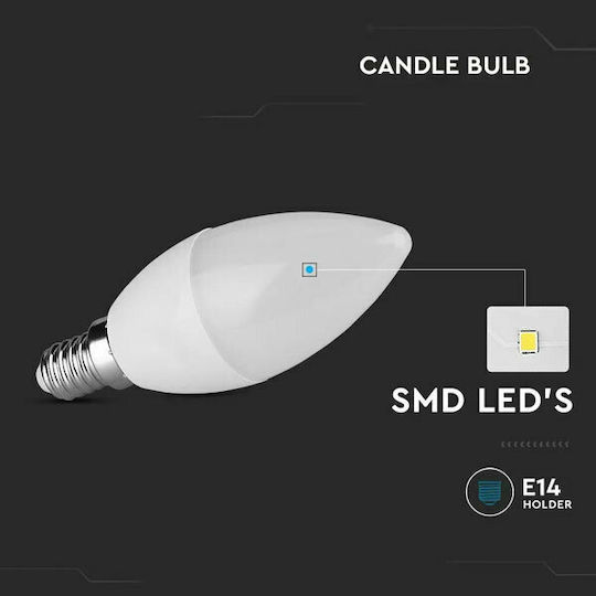 V-TAC LED Bulbs 4.5W 70mm for Socket E14 Cool White 470lm 6pcs