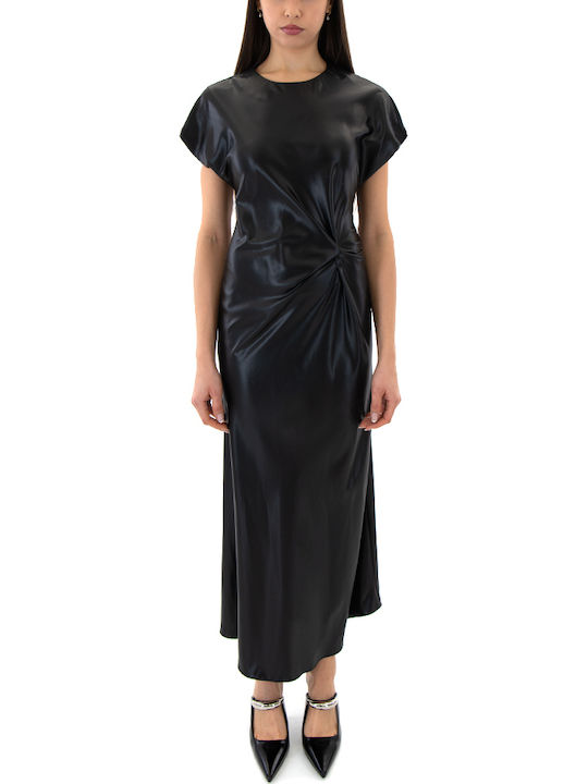 Dress Καλοκαιρινό Midi Βραδινό Φόρεμα Σατέν Μαύρο