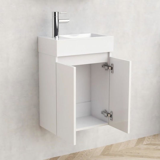 Inter Ceramic Πάγκος με Νιπτήρα Μ60xΒ42xΥ25cm Λευκός