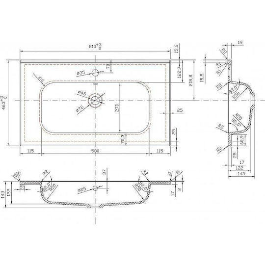 Inter Ceramic Πάγκος με Νιπτήρα Μ80xΒ45.3xΥ50cm