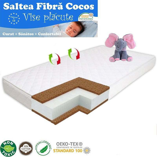 Smartic Ortopedic Saltea Pentru Patut cu Nucă de cocos & Latex 60cmx120cmx12cm