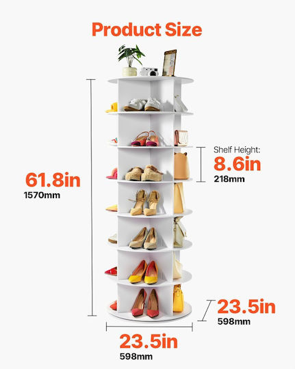 Plastic Shoe Organizer White 23.5x23.5x61.8cm