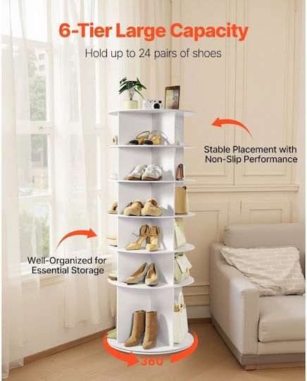 Plastic Shoe Organizer White 23.5x23.5x61.8cm