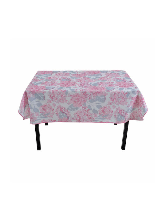 Ankor Tablecloth Stain Resistant Pink With Grey Flowers 140x220cm