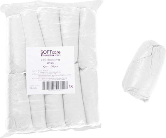 Disposable Shoe Covers in White Color Plastic 100pcs