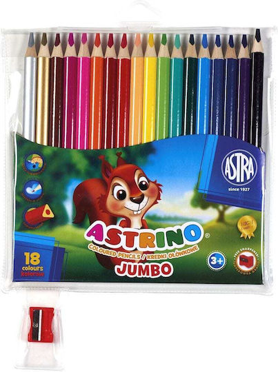 Set Creioane Colorate Triunghiulare Astra Astrino 18 Culori Ascuțitoare