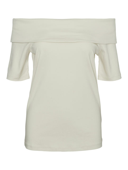 Aware Γυναικεία Μπλούζα Βαμβακερή Off-Shoulder Κοντομάνικη Μπεζ