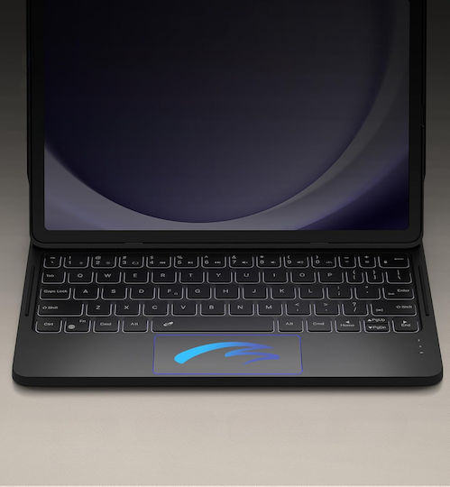 Dexnor Флип капак с Клавиатура в Английски език САЩ Черен (Samsung Galaxy Tab A9+)