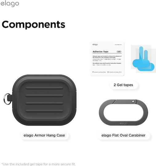 Elago Armor Hang Case Θήκη Σιλικόνης σε Μαύρο χρώμα για Apple AirPods Pro 3