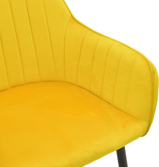Noor Dining Room Velvet Chair Yellow 58x58x86cm 2pcs
