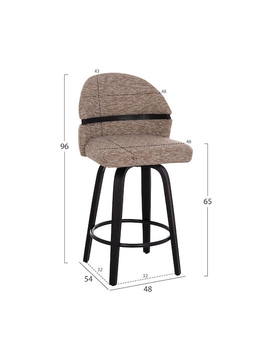 Hocker Bar mit Rückenlehne Hölzernes Dekker Black, Brown 48x54x96cm