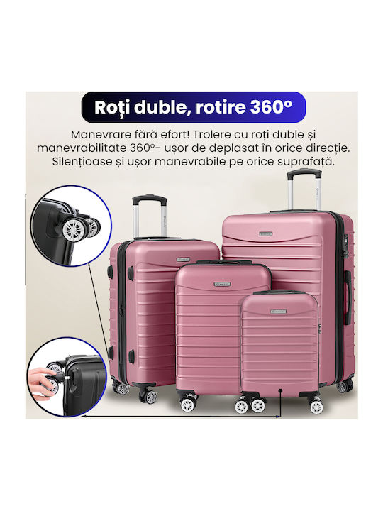 Quasar Valize de Călătorie Dure Powder Pink cu 4 roți Set 4buc