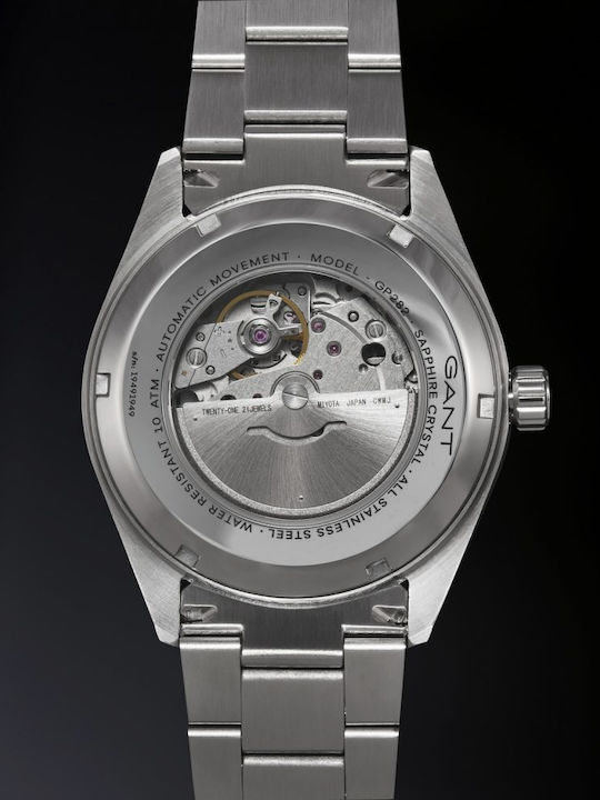 Gant Prestige Ανδρικό Ρολόι Αυτόματο με Ασημί Μεταλλικό Μπρασελέ