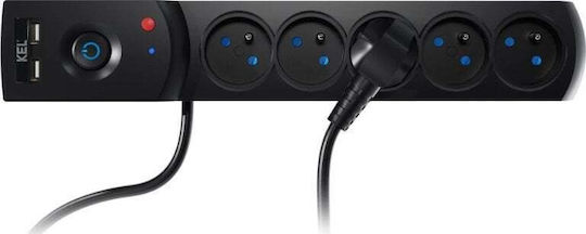 Plastrol Πολύπριζο Aσφαλείας 5 Θέσεων με USB-A και Καλώδιο 5m