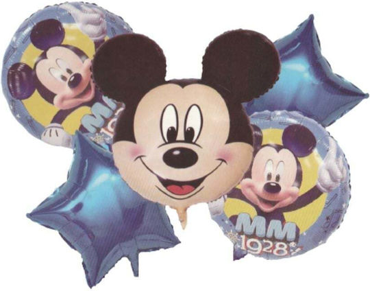 Σετ 5 Μπαλόνια Γενεθλίων Mickey Foil Μπλε 45εκ.