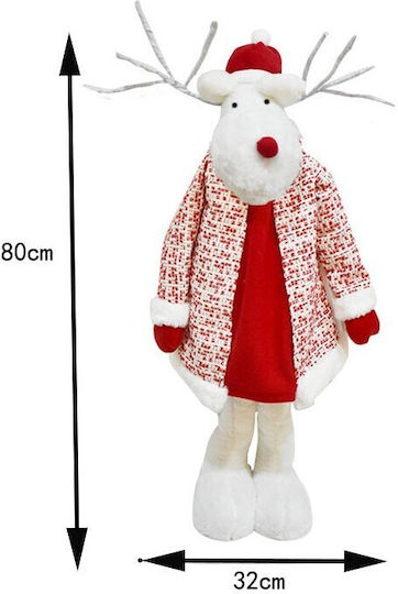 Figurină Decorativă De Crăciun Ren Flippy Picioare Telescopice Înălțime Reglabilă 42 80 Cm Haină Albă Roșie