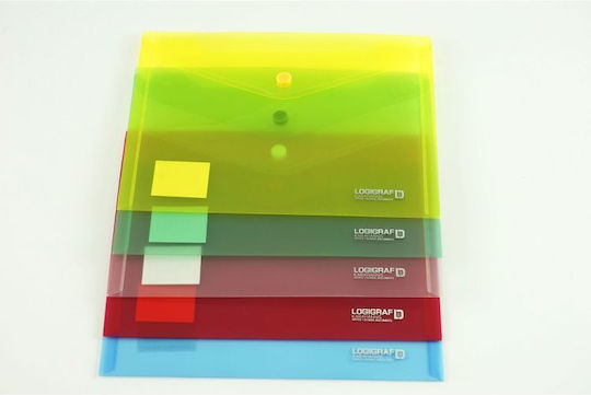 Logigraf Folder Transparent with Button for Paper A4 Green 10pcs