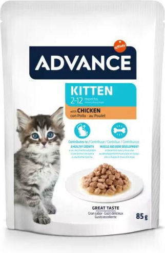 Advance Hrana Pentru Pisici Junior Cats În Pliculeț Cu Pui Și Carne 12x85gr