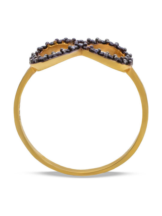 Savvas Design Ring with Zircon made of Gold 14K