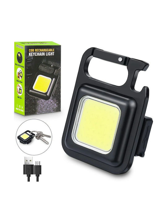 Mini Rechargeable COB Flashlight Keychain Waterproof Portable 400 Lumens