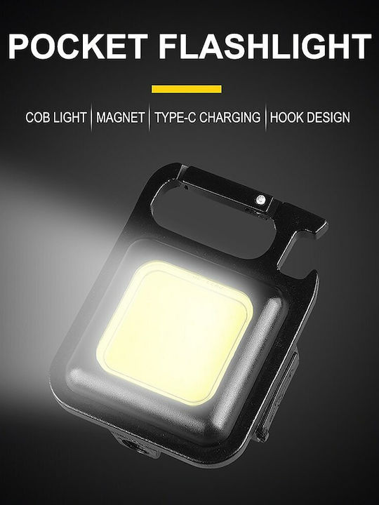 Mini Rechargeable COB Flashlight Keychain Waterproof Portable 400 Lumens