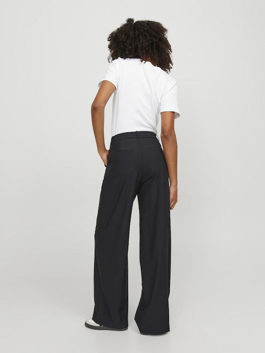 Women's High-waisted Fabric Trousers Wide Line Black