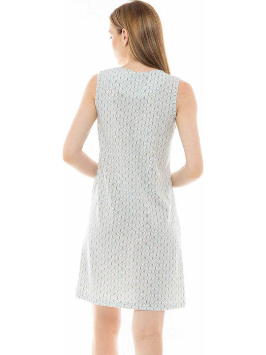 Pink Label Καλοκαιρινό Γυναικείο Νυχτικό Nightgown Aqua Geo