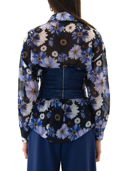 MY T Bluza Damă Corset Floral Albastră MY T Bluza Damă Corset Floral Albastră