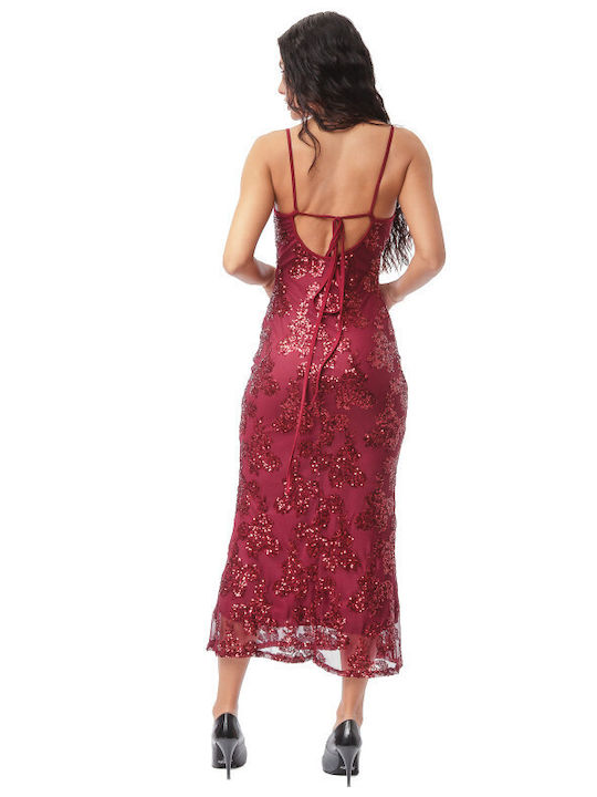 Sommer Midi Abendkleid Burgundisch