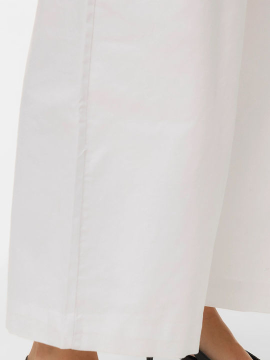 Women's Fabric Trousers Wide Line Bright White