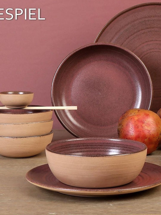 Espiel Calabria Pink Plate Soup Ceramic Pink with Diameter 26cm
