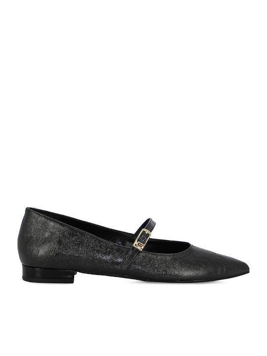 Lederne Damen Ballerinas in Schwarz Farbe
