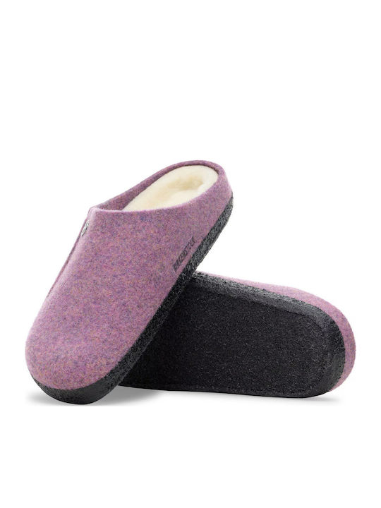 Zermatt Shearling Anatomical Women's Slippers with Fur Purple Narrow Fit