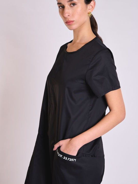 Women's Short-sleeved One-piece Suit Black