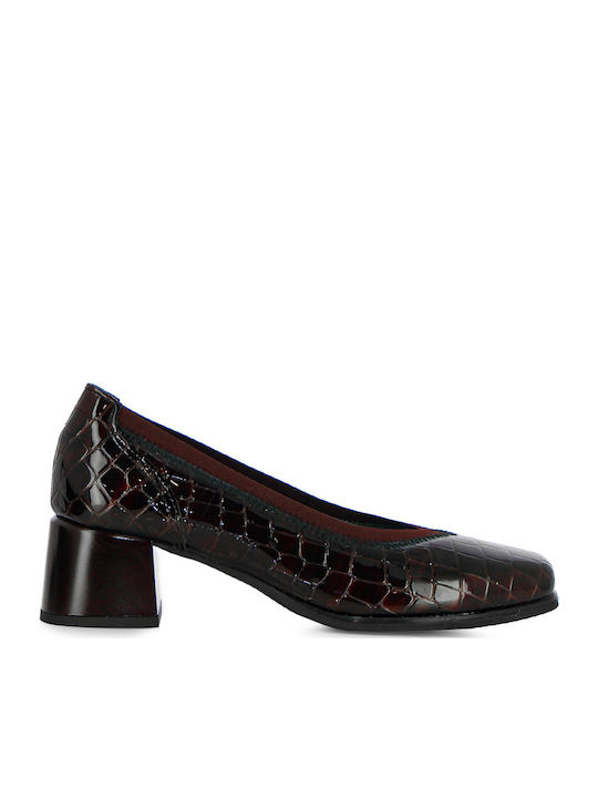 Leder Pumps mit mittelhohem Absatz Burgundisch