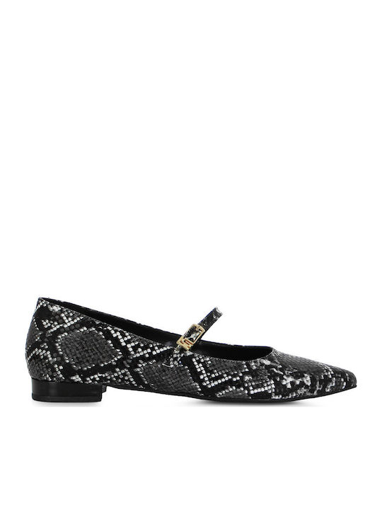 Leder Damen Ballerinas Schwarze